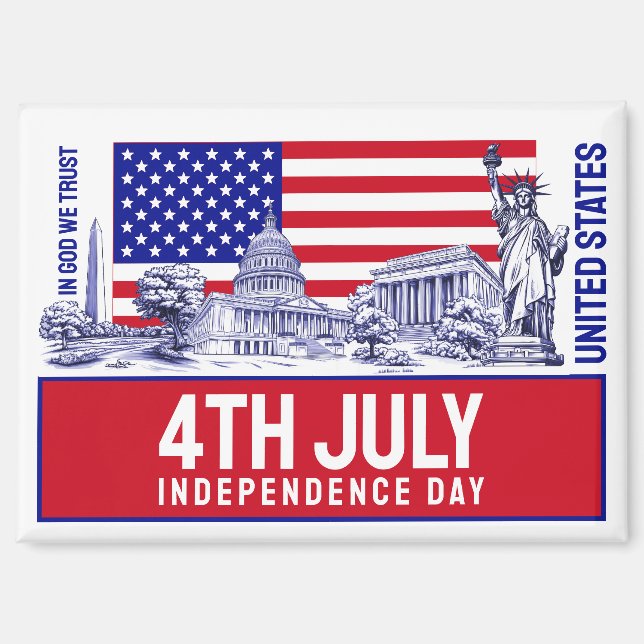 Aimant USA Amérique Drapeau Monument Illustration Souveni (Recto)