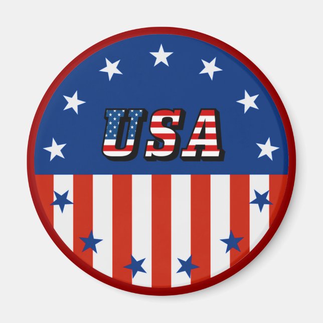 Aimant USA - Drapeau américain et étoiles en cercle (Devant)