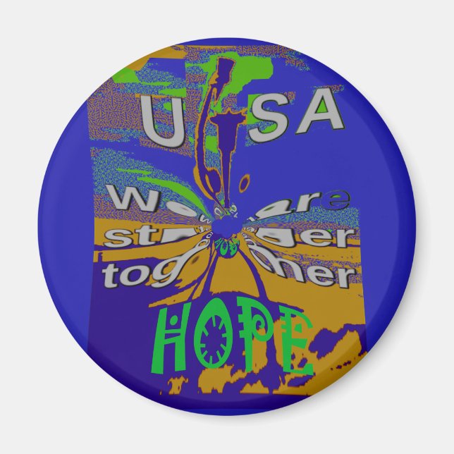 Aimant USA Hope Message Art (Devant)