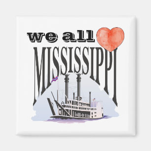 Aimant USA River Nous aimons tous Mississippi Steam Boat