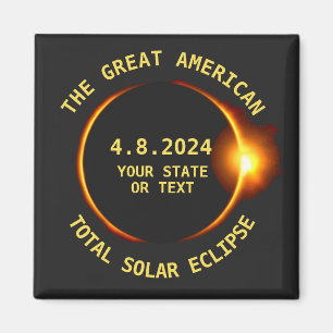 Aimant USA Total Solar Eclipse Party 4/8/2024 Custom Text