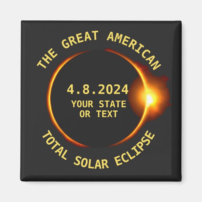 Aimant USA Total Solar Eclipse Party 4/8/2024 Custom Text (Devant)