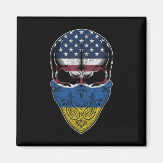 Aimant Usa Ukraine Roots - Ukrainian American Flag Skull 