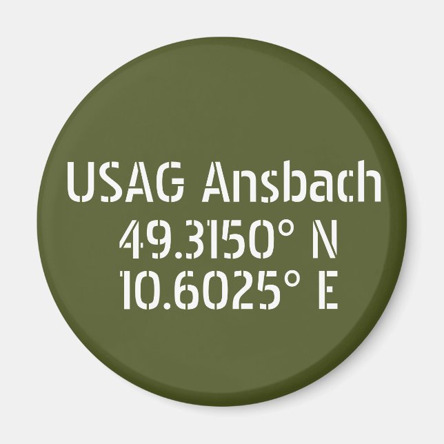 Aimant USAG Ansbach Latitude Longitude (Devant)