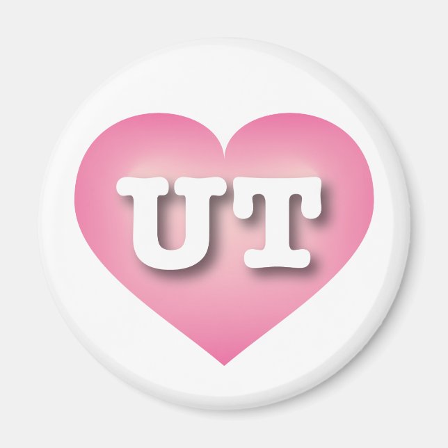 Aimant Utah Pink Fade Heart - I love UT UT (Devant)