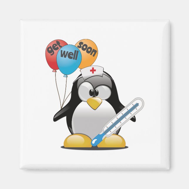 Aimant Va-t'en bientôt. Infirmière de pingouin. (Devant)