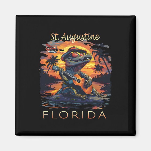 Aimant Vacances à St. Augustine Floride Alligator Mignon  (Devant)