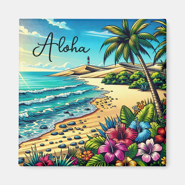 Aimant Vacances Aloha Océan Tropical (Devant)