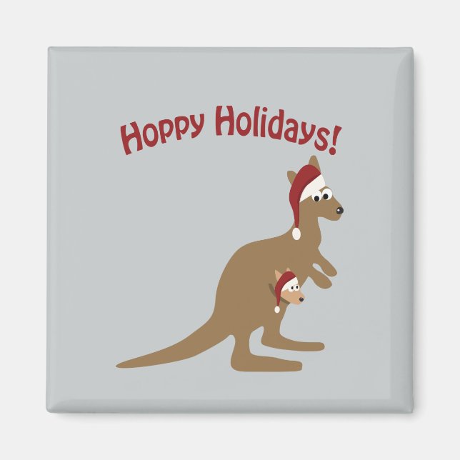 Aimant Vacances chanceuses ! Noël Kangaroo (Devant)