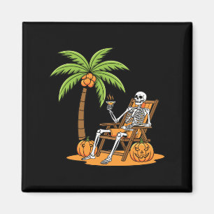 Aimant Vacances de la plage de squelette d'Halloween Palm