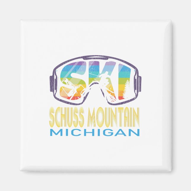 Aimant Vacances de ski à Ski Schuss Mountain Michigan  (Devant)