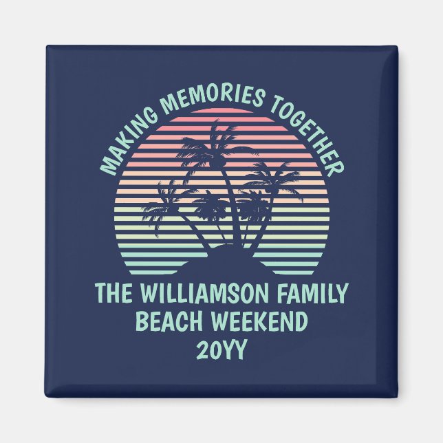 Aimant Vacances familiales personnalisées Retro Tropical  (Devant)
