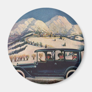 Aimant Vacances familiales vintage dans une voiture autom
