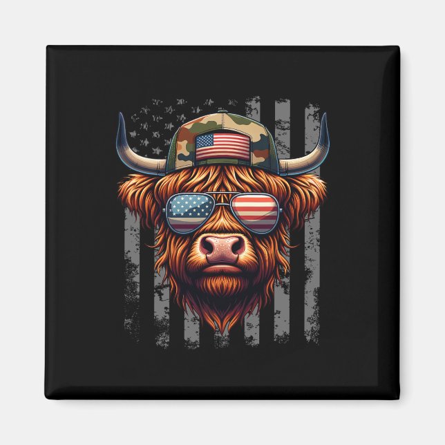 Aimant Vache 4 juillet Drapeau États-Unis Papa Père Améri (Devant)
