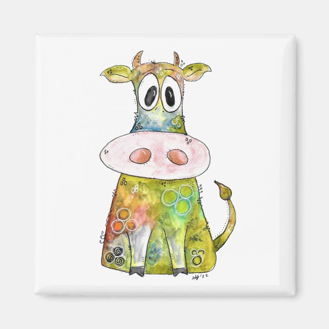 Aimant Vache blanche couleur blanc mignon (Devant)