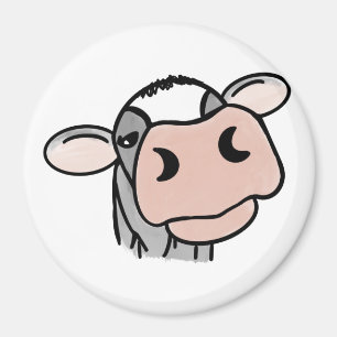 Aimant vache de dessin animé noir blanc rose baiser gris
