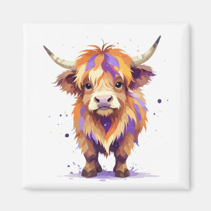 Aimant Vache Highland Jouer adorable animal amusant color