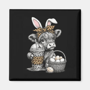 Aimant Vache mignonne avec lapin et snacks pour le plaisi
