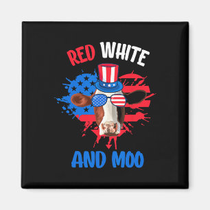 Aimant Vache Patriotique Rouge Blanc Et Moo 4 juillet
