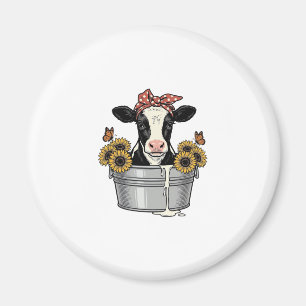 Aimant Vache vintage dans une baignoire Tournesol Papillo