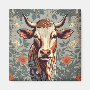 Aimant Vache vintage William Morris Inspirée Florale