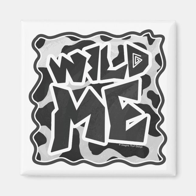 Aimant Vache Wild Me Noir et Blanc (Devant)