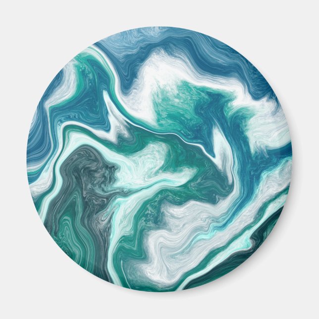Aimant Vagues turquoise et bleu océan (Devant)