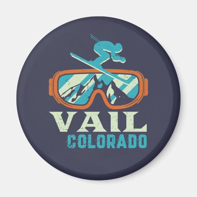 Aimant Vail Colorado Ski Rétro Snowboard (Devant)