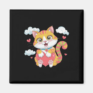 Aimant Valentine cœur Kitty Love Chat Arc-en-ciel Mignon 