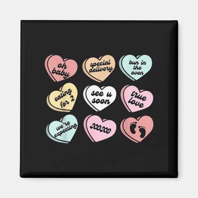 Aimant Valentine Hearts Candy Pregnancy Announcement Baby (Devant)