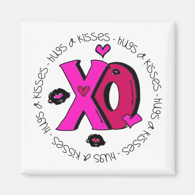 Aimant Valentine Hugs et baisers (Devant)