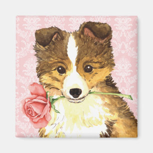 Aimant Valentine Rose Sheltie