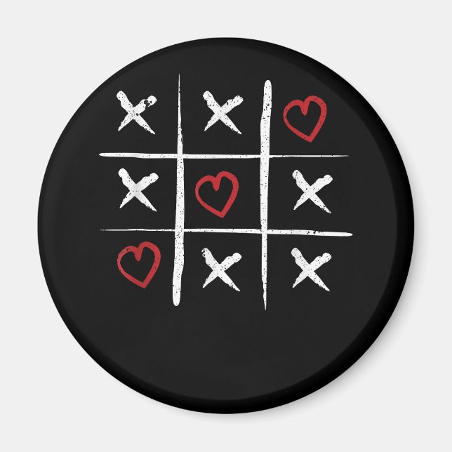 Aimant Valentine Tic Tac Toe Hearts Valentines Day Valent (Devant)