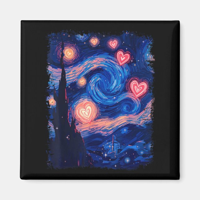 Aimant Valentine Van Gogh Starry Night Heart Matching Cou (Devant)
