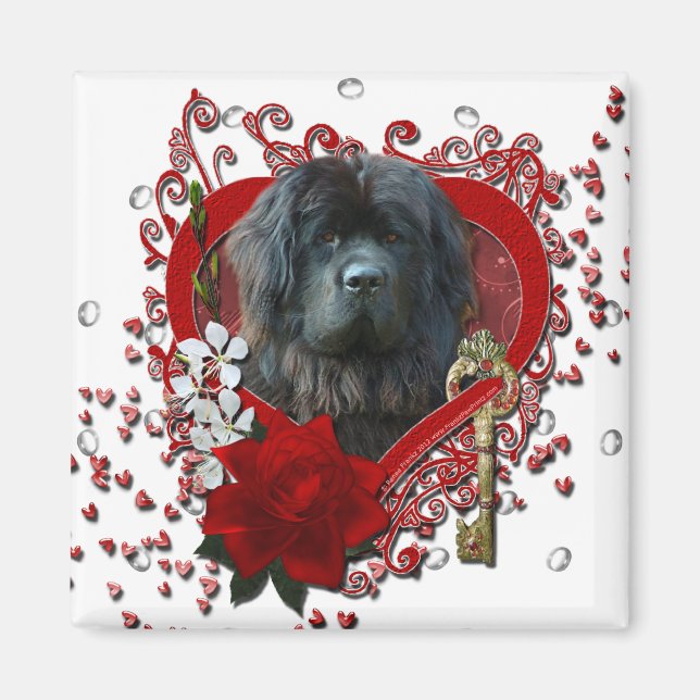 Aimant Valentines - clé de mon coeur - Terre-Neuve (Devant)
