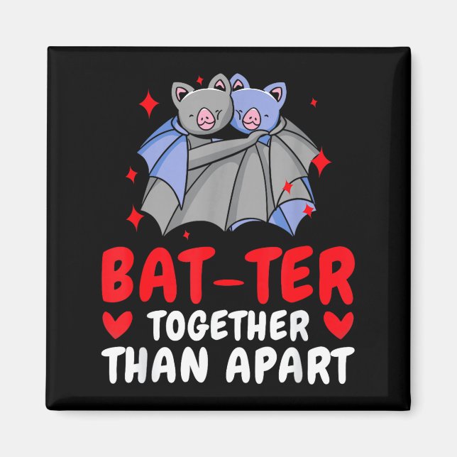 Aimant Valentine's Day Cuddling Cute Bats Couple Bat Vale (Devant)