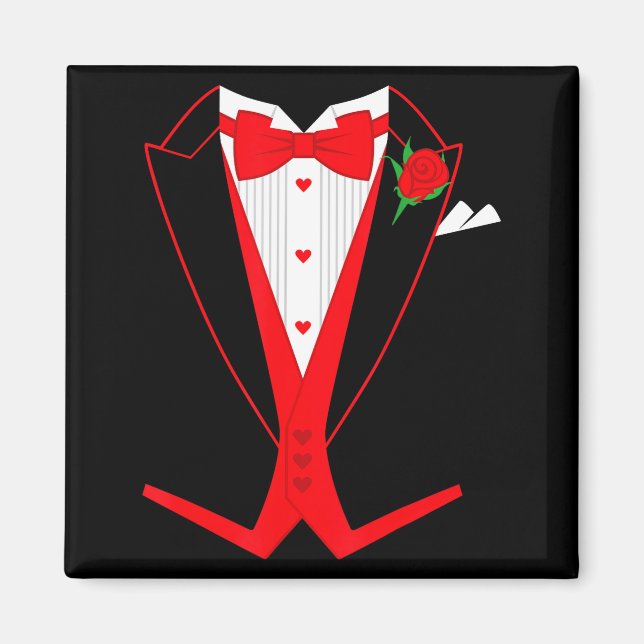 Aimant Valentine's Day Tuxedo Red Bow Tie Costume For Guy (Devant)