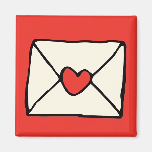 Aimant Valentines Doodles Red Heart Love Note Clip Art (Devant)