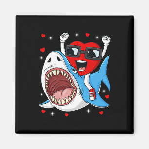 Aimant Valentines Jour Coeur équitation Requin amusant En