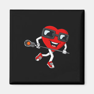 Aimant Valentines Jour Coeur Tenir Lacrosse Stick Garçons