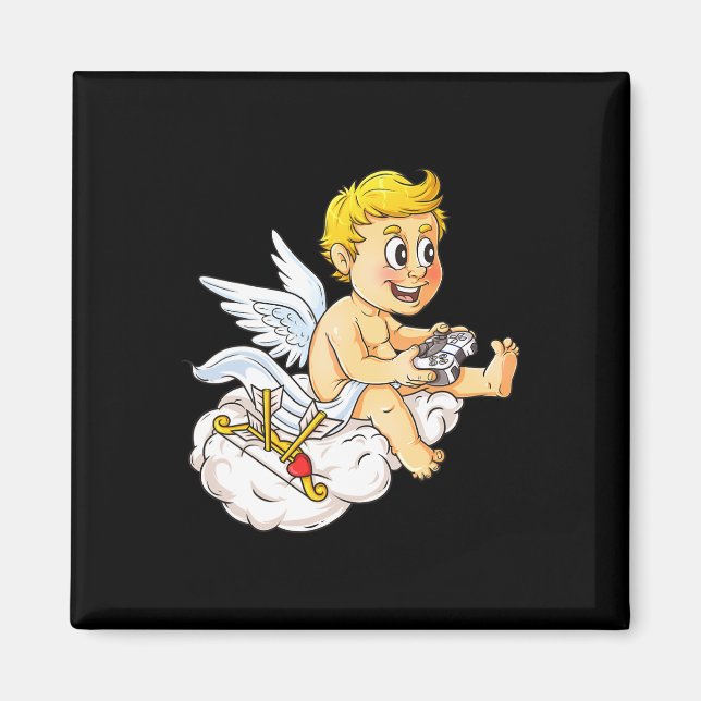 Aimant Valentines Jour Cupid Vidéo Gamer Contrôleur Garço (Devant)