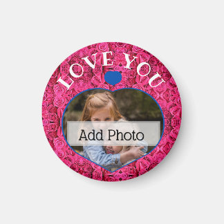 Aimant Valentines Jour Rose Floral Love You Heart Photo