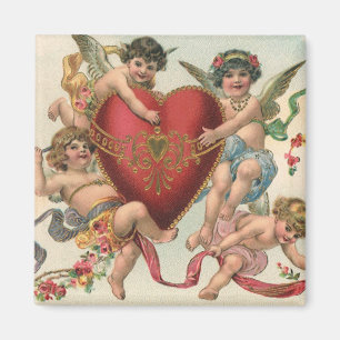 Aimant Valentines vintages, Anges victoriens Coeur de Che