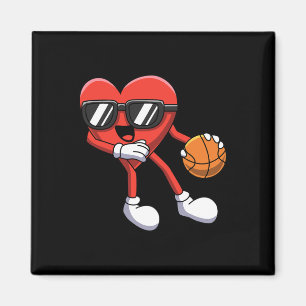 Aimant Vallentines amusantes Jour Coeur Jouer Basketball 
