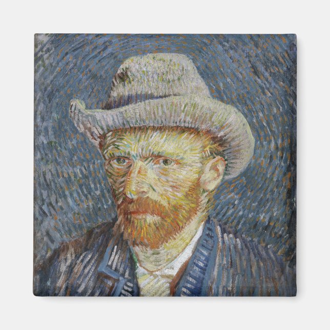 Aimant Van Gogh Autoportrait Gris Sens Casquette Peinture (Devant)