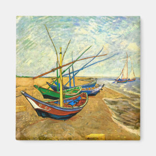 Aimant Van Gogh Bateaux de pêche sur la plage à Saintes-M