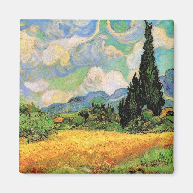 Aimant Van Gogh Champ de blé w Cyprès à Haute Galline (Devant)