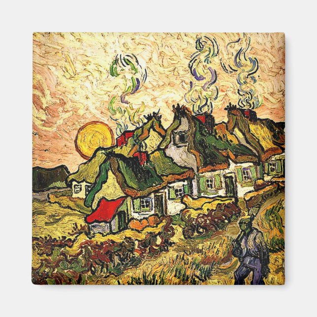 Aimant Van Gogh : Les chalets en chaume dans le soleil (Devant)