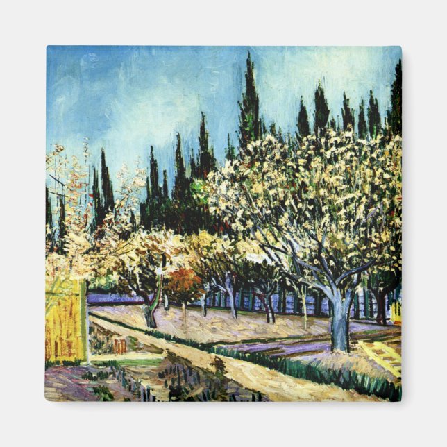 Aimant Van Gogh - Orchard Entouré de Cyprès (Devant)