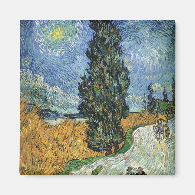 Aimant Van Gogh Road Avec Cyprès Impressionnisme (Devant)
